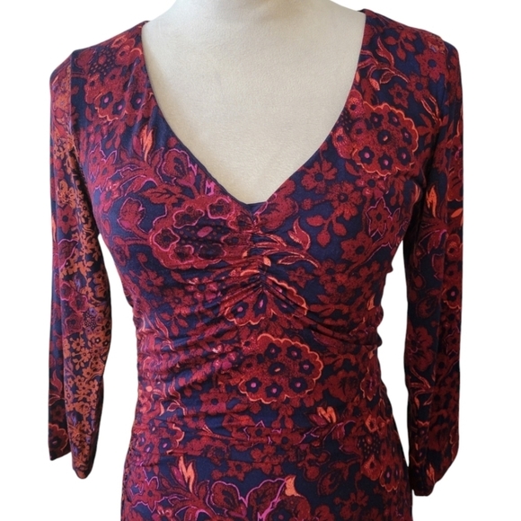 Moulinette Soeurs by Anthropologie Floral Print Ruched Fitted Dress Size Small - Picture 3 of 6